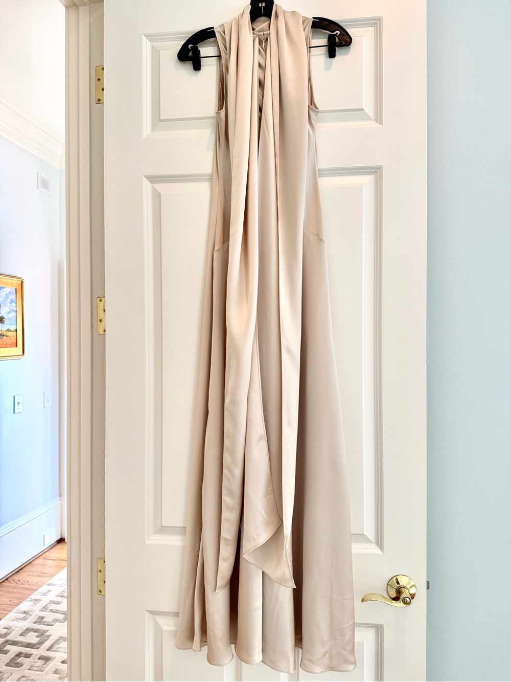 Reiss Fae Satin Cape Maxi dress champagne UK4/US0 - Picture 9 of 11